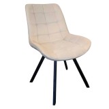 Cumpara ieftin Scaun dining catifea bej metal negru Samira 55x61x87 cm