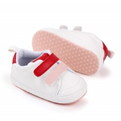 Adidasi albi cu barete rosii si roz (Marime Disponibila: 3-6 luni (Marimea 18