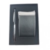 Set Pix si Port Card Elegant Negru, Metal &amp; Piele Eco 16cm - Cadou Business/Personal