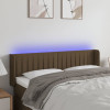 VidaXL Tăblie de pat cu LED, maro &icirc;nchis, 147x16x78/88 cm, textil