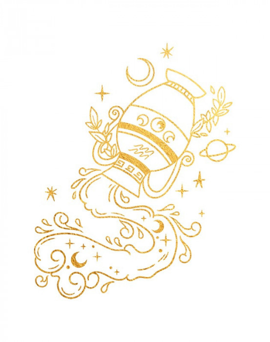 Sticker decorativ Zodiac, Auriu, 70 cm, 5474ST