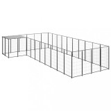 VidaXL Padoc pentru c&acirc;ini, negru, 13,31 m&sup2;, oțel