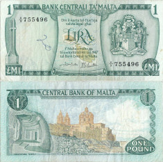 1973, 1 Lira (P-31c) - Malta foto