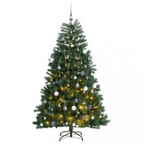 Brad Crăciun artificial articulat cu 150 LED-uri/globuri 150 cm