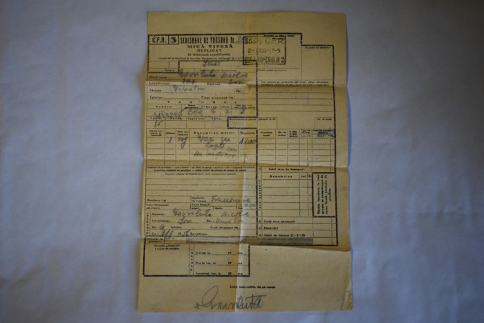 scrisoare de trasura mica viteza duplicat CFR Gura Humorului 1956