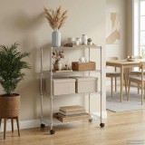 vidaXL Raft depozitare cu roți, 4 niveluri, 90x35x142 cm, crom, 200 kg 324627