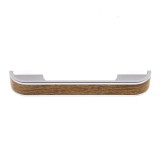 Maner pentru mobila, din plastic, finisaj crom satinat + stejar, M 489.93.152, M4 x 128 mm
