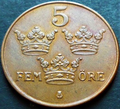 Moneda istorica 5 ORE - SUEDIA, anul 1950 *cod 20 D foto
