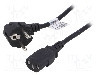 Cablu alimentare AC, 5m, 3 fire, culoare negru, CEE 7/7 (E/F) &amp;#351;tecar in unghi, IEC C13 mama, AKYGA - AK-PC-05A