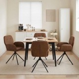 Cumpara ieftin Scaune de dining rotative 4 buc. Piele Suedata Sintetica Maro