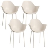 Outsunny Set de 4 Scaune de Grădină Gri, Stivuibile, cu Spătar &Icirc;nalt și Cotieră, Cadru din Metal, Design Elegant pentru Exterior | Aosom Romania