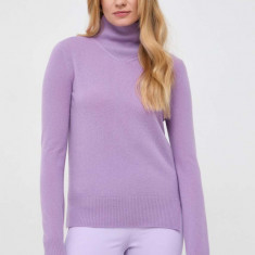 MAX&Co. pulover de lana femei, culoarea violet, light, cu guler