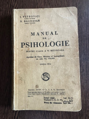 Manual de Psihologie pentru clasa a VI a secundara - I. Petrovici, N. Bagdasar foto
