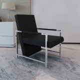 VidaXL Fotoliu cu picioare cromate, negru, piele ecologică