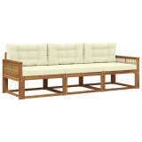 vidaXL Set de canapele de exterior cu pernă 3 pcs Natural și Crem 3382308