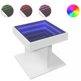 Cumpara ieftin Masuta de cafea cu LED, alb, 50x50x45 cm, lemn prelucrat