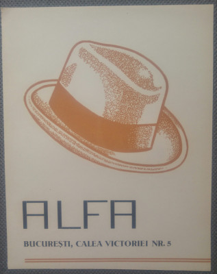 Macheta tipografica Alfa, firma palarii din Bucuresti/ interbelica, tipar inalt foto