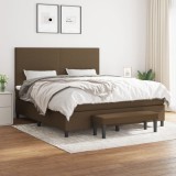 vidaXL Pat box spring cu saltea, maro &icirc;nchis, 160x200 cm, textil