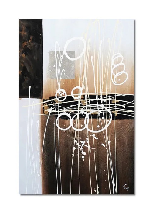 Tablou pictat manual, Improvizatie abstracta, 90x60cm ulei pe panza, gata de expus pe perete