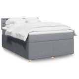 Cumpara ieftin Pat box spring cu saltea, gri deschis, 140x190 cm, textil