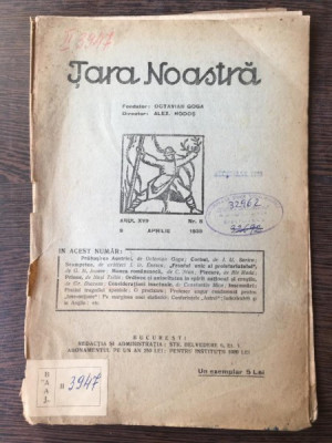 Tara Noastra - Nr. 8 Anul XVII 9 Aprilie 1938 foto
