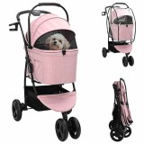 vidaXL Carucior pentru Pisici Pliante Ajustabil Roz 78 x 54 x 101 cm