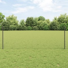 St&acirc;lpi de gard vidaXL 11 pcs U-Channel Gri 80 cm Oțel, Gard hexagonal vidaXL Gri 0.8x25 m Oțel