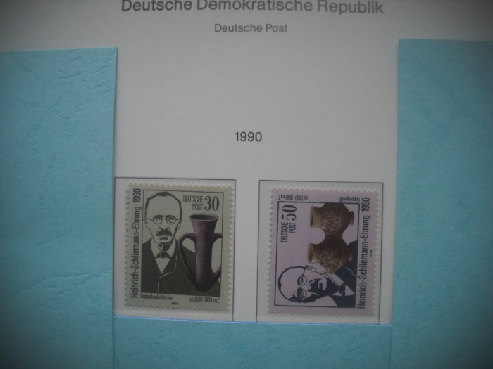 HOPCT TIMBRE MNH 1299 A - ARHEOLOG HEIRICH SCHLIEMAN-2 VAL-1990-GERMANIA DDR/RDG