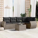 Cumpara ieftin Set mobilier grădină cu perne, 6 piese, gri, poliratan