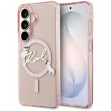 Husa MagSafe pentru Samsung Galaxy S26 S942, Karl Lagerfeld, IML Choupette Karl Script Logo, Roz