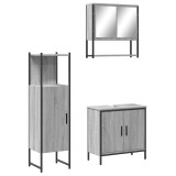 Cumpara ieftin Set mobilier de baie, 3 piese, gri sonoma, lemn prelucrat