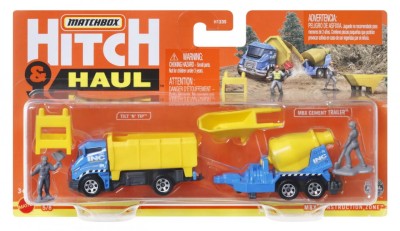 MATCHBOX HITCH&amp;amp;HAUL SET 2 VEHICULE MBX CONSTRUCTION ZONE TILT N TIP MBX CEMENT foto