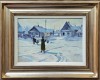 Peisaj Iarna, Pictura Ulei/Carton, Semnat Indescifrabil, 34.5x24.3cm, Album Arta