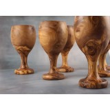 Set 6 buc pahare vin din lemn de măslin