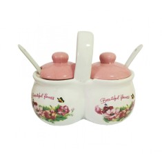Set de masa, doua recipiente pentru condimente, Roz, 275COF