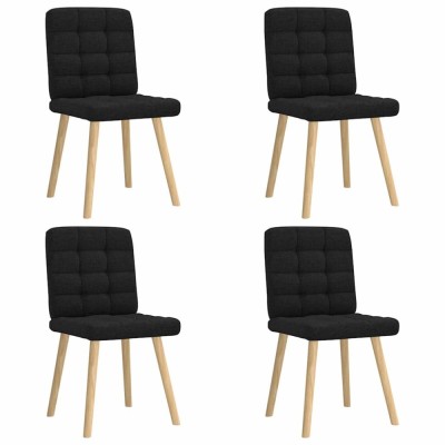 vidaXL Scaune de bucătărie, 4 buc., negru, material textil foto