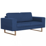 Canapea cu 2 locuri, albastru, material textil, Canapele fixe, Din stofa, vidaXL