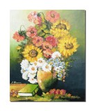 Cumpara ieftin Tablou maci, margarete, floarea soarelui si carte, pictat manual, 60x50cm ulei pe panza, Constantin Feraru