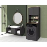 Dulap Suprapozabil Antracit MP, 65x65x181 cm, 2 Usi, PAL Melaminat, Gri Antracit/Stejar, Baie/Dormitor