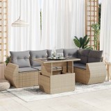 vidaXL Set canapele de grădină cu perne, 6 piese, bej, poliratan 3326640