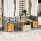 Gossi set canapele gradina cu perne 8 piese bej poliratan/lemn acacia
