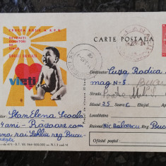 Carte postala Crucea Rosie a RPR, Donare de sange, circulata 1965,com. Ileana
