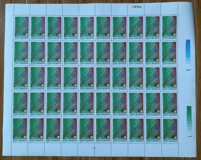 ✅RO 1995 ,LP 1391 ,&quot;A V-a editie &quot;Open Tenis Bucuresti&quot;&quot; , coala de 50, MNH