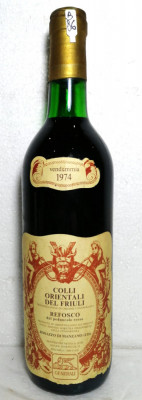 B 86 -vin ROSU REFOSCO DAL PEDUNZOLO ROSSO, DOC, recoltare 1974. CL 72, GR 13 foto