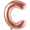 Balon Folie Metalizata Litera C, Cyrax, 80 cm, Umflati cu Heliu sau Aer, Ambalaj Individual, Pai inclus, Rose Gold