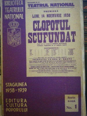 Clopotul Scufundat, Bibl.Teatrului National 1938, A. Maniu, ilustr. R.Maniu foto