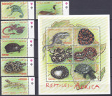 DB1 Fauna Reptile Serpi Soparle Testoasa Sierra Leone 6 v. + SS MNH, Nestampilat