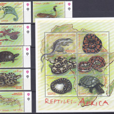 DB1 Fauna Reptile Serpi Soparle Testoasa Sierra Leone 6 v. + SS MNH