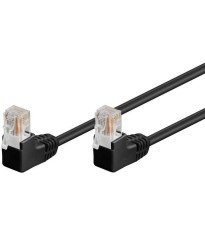 Cablu UTP Cat5e patch cord 0.5m RJ454-RJ45 cu mufe cotite negru Goobay