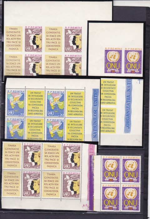 1961 LP 532 LP 532 a O.N.U. DANTELATE SI NEDANTELATE BLOCURI DE 4 TIMBRE MNH